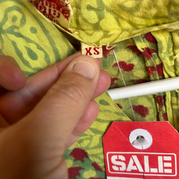 Vintage 70s Hippie Boho Indian Cotton Paisley Blockprint Tunic Dress Size XS - Picture 9 of 11